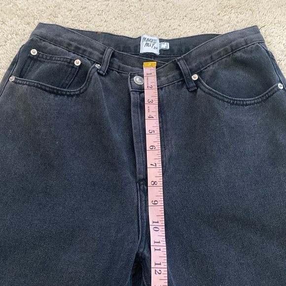 PRINCESS POLLY HOLLY ASYMMETRIC STRAIGHT LEG JEAN BUTTON FLY BLACK DENIM SIZE 6 - Picture 14 of 16